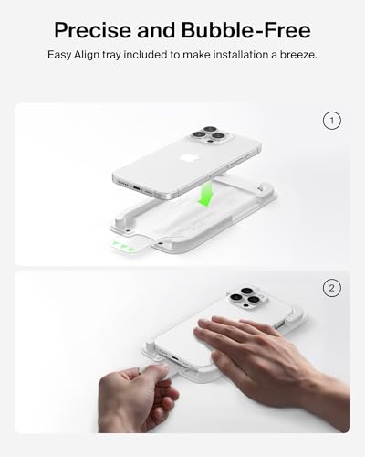 Image of Belkin EZ Align Tempered Glass Screen Protector Guard for iPhone 17 Pro, Scratch-Resistant Impact Protection Included With Easy Align Tray for Bubble Free Application, Recycled Glass