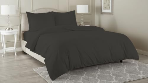 Image of Duvet Cover Set Single Size Bed (60x92 Inch) 1 Duvet Cover + 2 Pillow Covers with Zipper 400 TC Microfiber Luxurious Quilt, Comforter, Rajai, Dohar Blanket Cover (Dark Grey)