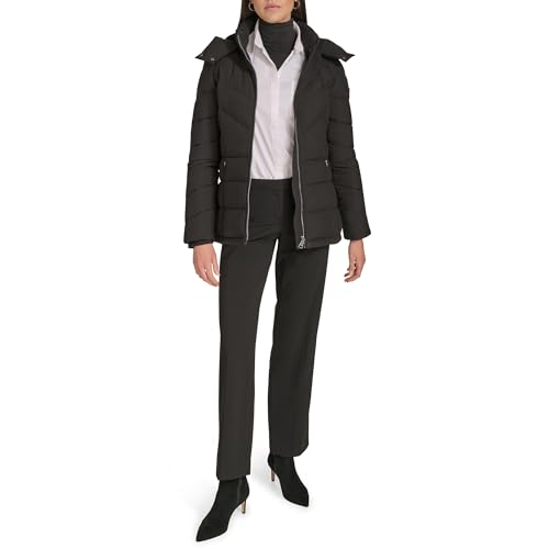 Calvin Klein Women's Hooded Zip Front Puffer Long Sleeve Coat2