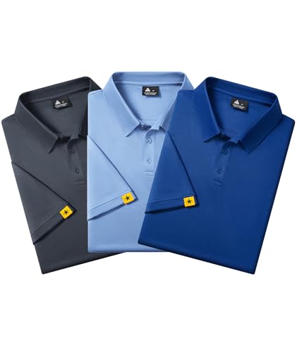 SECOOD 3Pack Polo Shirts for Men Short Sleeve Moisture-Wicking Golf Shirts Athletic Casual Collared T-Shirt - image 3