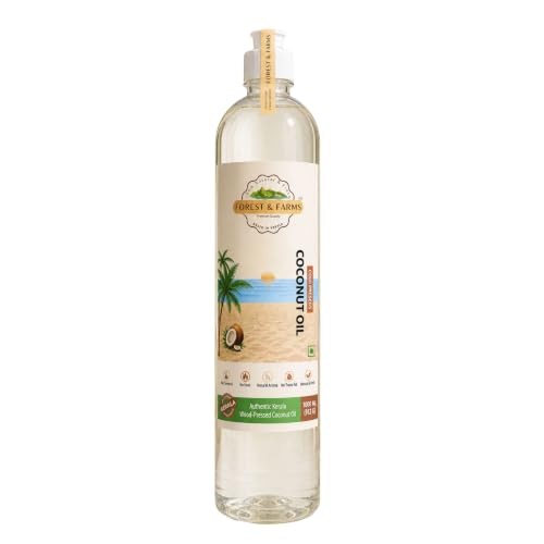 Forest & Farms Wood Cold Pressed Coconut Oil | Unrefined, Raw & Natural | For Baby Massage, Hair, Skin & Healthy Cooking | Chemical-Free | Made from Kerala Coconuts (1000 ML)