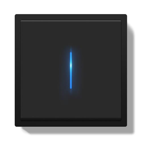 BSEEDLIFE Lichtschalter Unterputz 1 Fach 1 Weg80 * 80mm Modern Wandschalter mit Indikator PC Rahmen Taste Schalter mit Kabelklemmen & Krallen Einfache MontageLichtschalter Schwarz