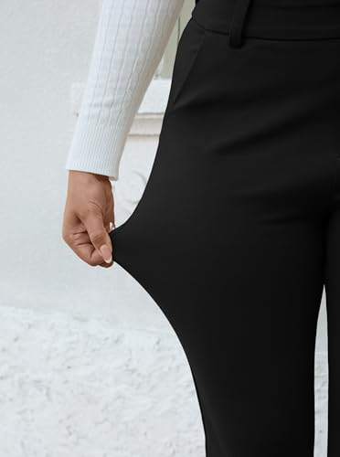 Stretch Wide Leg Dress Pants Women Wrinkle Free Adjustable Waisted Business Work Office Trousers Casual Slacks Pocket2