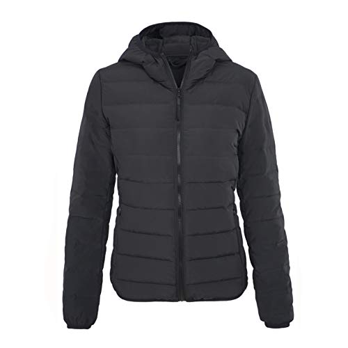 ELFJOY Down Jacket Women Down Coat Winter Black White Puffer Coat Lightweight Down Jacket (Black) L