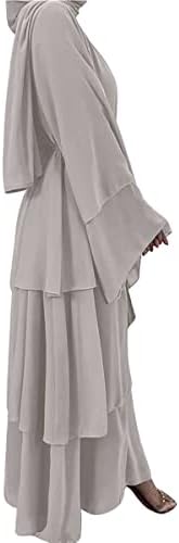 Muslim Abaya Dress for Women - Long Sleeve Islamic Dubai Abaya Cardigan Robe - Middle East Prayer Dress with Hijab