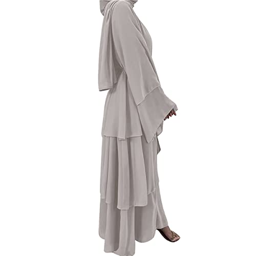 Muslim Abaya Dress for Women - Long Sleeve Islamic Dubai Abaya Cardigan Robe - Middle East Prayer Dress with Hijab