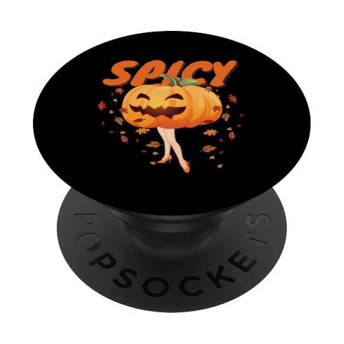 Picante Jack-O-Lantern Vintage Pin Up Lady Piernas Cayendo Hojas PopSockets PopGrip Adhesivo