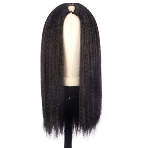 Perruque bandeau cheveux longs et raides noir naturel pour femme au style quotidien