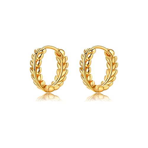 Ohrringe Gold Blätter Creolen Silber 925 Kleine Ohrstecker Vergoldet...