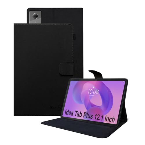 Image of Fastway Flip Cover for Lenovo Idea Tab Plus 12.1 inch Tablet Executive Leather Built-in Pencil Holder (Black)