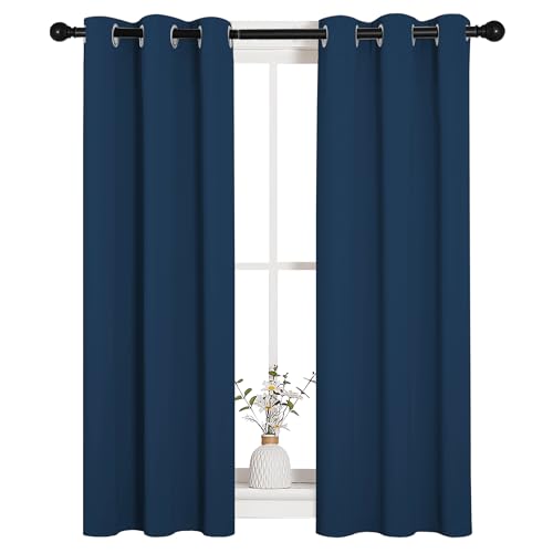 Image of NICETOWN Window Curtain Panels, Thermal Insulated Solid Grommet Blackout Draperies /Drapes for Basement (Moroccan Blue, 1 Pair, 29 by 45-inch)