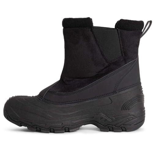 POLAR Mens Waterproof Outsole Deep Tread Fully Faux Fur Lined Winter Durable Snow Boots - Black Pull On - US13 - YC06843