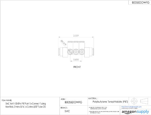 SMC KM11-03-09-6 PBT Push-To-Connect Tubing Manifold, 2 Inlets-5/16", 6 Outlets-5/32" Tube OD - Thumbnail 4