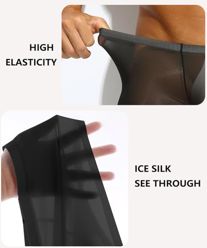 Mens Sexy See Through Boxer Briefs Ice Silk Trunks Underwear Ultra Thin Soft Sheer Bulge Pouch Boxer Shorts4
