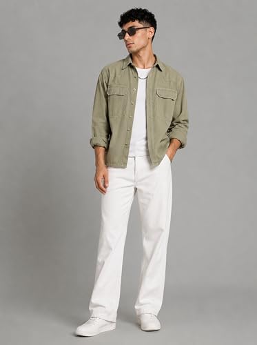 Image of INKD Men's Shacket Shirt - 100% Cotton | Relaxed Fit | Colored Denim Shirt for Men | Full Sleeve | Soft & Comfortable | Overshirt | Premium Buttons