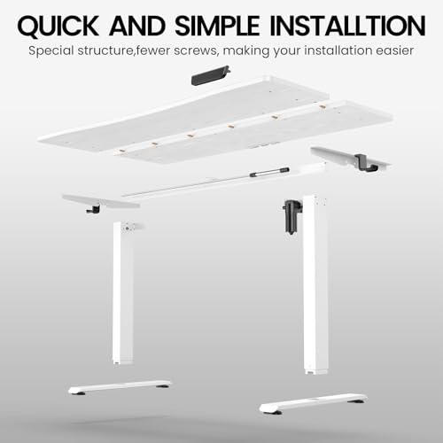 Image of Veken 55 x 23.6 Inch Electric Standing Desk with Adjustable Height, Sit to Stand Computer Table for Study, Work or Gaming, Home Office Desk White