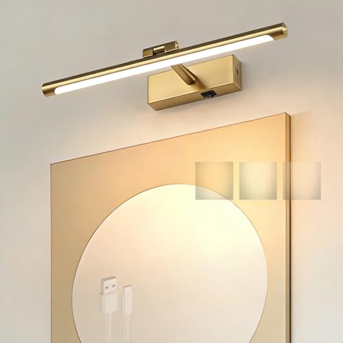 Lámpara espejo baño sin cables recargable con aplique LED giratorio para maquillaje