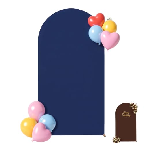 Navy Blue and Brown Arch Backdrop Cover 6.6FT Party Wedding Arch Covers Stretchy Backdrop Baby Shower Bridal Shower Birthday Burgundy Arch Cover Photo Background Spandex