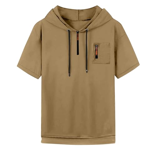 Sweat à capuche à manches courtes homme coupe ample pull léger mi-saison - 4