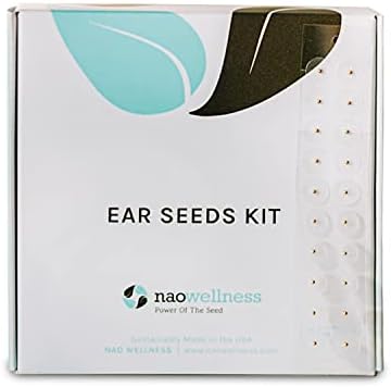 NAO Wellness 24k Gold Ear Seeds- Auriculotherapy Seeds Self-Care Acupressure Beads Healing Kit with 40+ Solutions – 20 Gold Ear Seeds Acupuncture Kit – Suitable for Adults and Kids