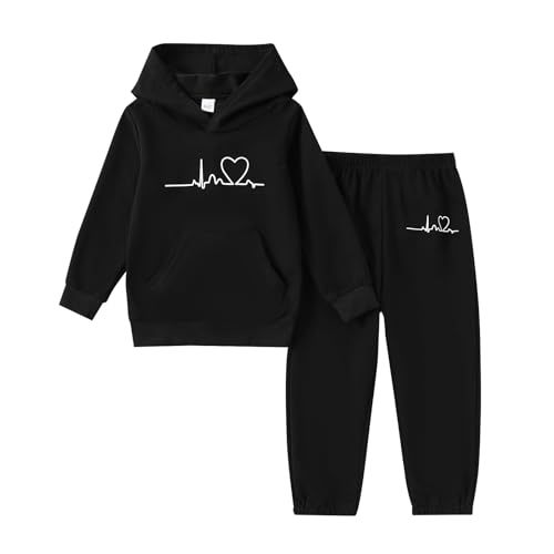 4-8T Girls Clothes Letter Print Tie Dye Hooded Long Sleeved Top +Tie Dye Long Pants Outfits Set