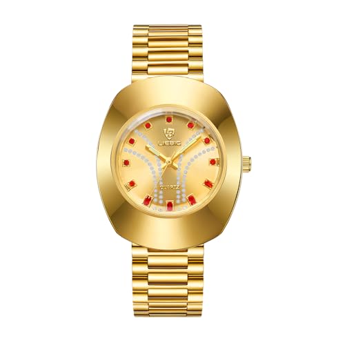 Liebig Stainless Steel Quartz Watch, Men's Gold Dial Quartz Watch
