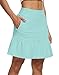 M MOTEEPI Women's Skort with Zipper Pockets Knee Length Golf Tennis Skirts Hight Waist Athletic Workout Clothes Teal XX-Large