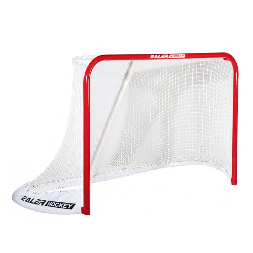 EALER HTG72 6x4FT Hockey Goal, 2-Inch Steel Tube Frame Ice & Street Hockey Goal, Heavy Duty with Skate Guard Tarpaulin and Removable Ice Spikes