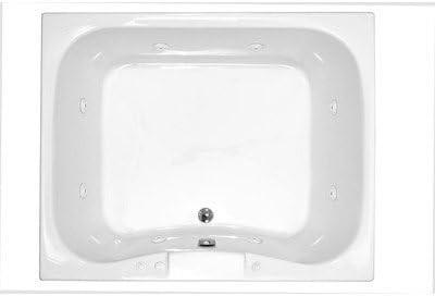 4860NWL Dominica 60" x 48" Rectangular Whirlpool Tub Side Pump: Left, Finish: White, Trim Finish: Polished Chrome