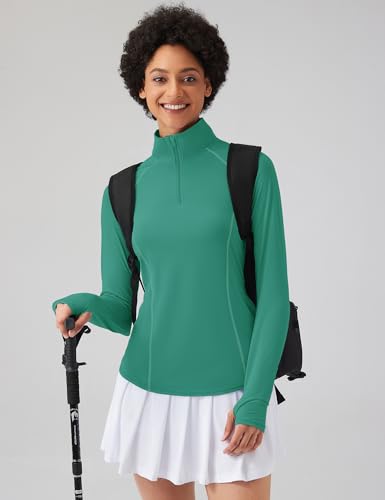 Image of LOMON Women Long Sleeve Shirts Sun Protection 1 /4 Zip Summer Quick Dry Hiking Shirts Quarter Zip Pullover for Women