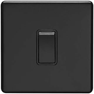 EUROLITE SCREWLESS MATT Black 1 Gang Single 10 AMP 2 Way Light Switch ECMB1SW B
