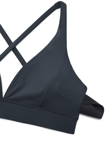 Image of CRZ YOGA Butterluxe Deep V Neck Sports Bras | Light Support, Removable Pads, Yoga, Extremely Soft, Cross Back, Spaghetti Straps, for Women