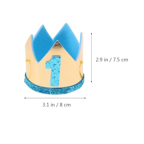 STOBOK 1St Birthday Hat for Boys and Girls Baby Crown Party Headwear Glitter Party Decoration 3.1X3.1X2.9 Inch