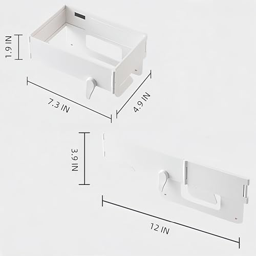 Image of 2 Pcs Collapsible Plastic Trash Bag Holder, Kitchen Cabinet Door, Garbage Bag Holder Under Sink, White, Plastic, 5 Gallon, Rectangular, Indoor /Outdoor, Adjustable, No Lid, Trash Can