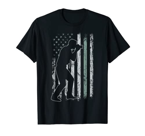 Photography Retro USA Flag Camera 4th of July Photography T-Shirt