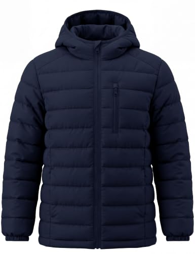Image of wantdo Boy's Light Winter Jacket Zip Up Puffer Coat Hooded Windproof