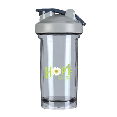 Hope for A Cure Non Hodgkin lymphoma Cancer Awareness Flower 18 Ounce Shaker Bottle Drink Mixer Leak-proof Pre Workout Protein Shakes Meal Replacement Shakes Bottles 500ML/18 Oz Gray