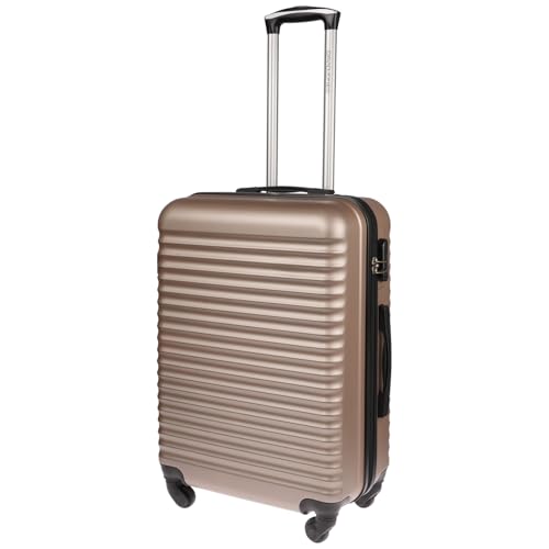 Christian Wippermann Koffer L 80L - Robuster ABS Hartschalenkoffer Größe L 44x66x28 cm - Leicht mit Schloss - 4 Rollen 360 Drehbar - Ideal für Reisen - Mittelgroßer, Leichter Rollkoffer, Rosegold