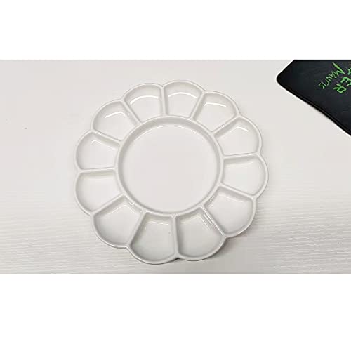 8 Inch Porcelain Watercolor Palette, Mixing Ceramic Watercolor Palette, Mixing Tray Paint Palett For Watercolor Gouache Acrylic Oil Painting 13-Well #TOP2