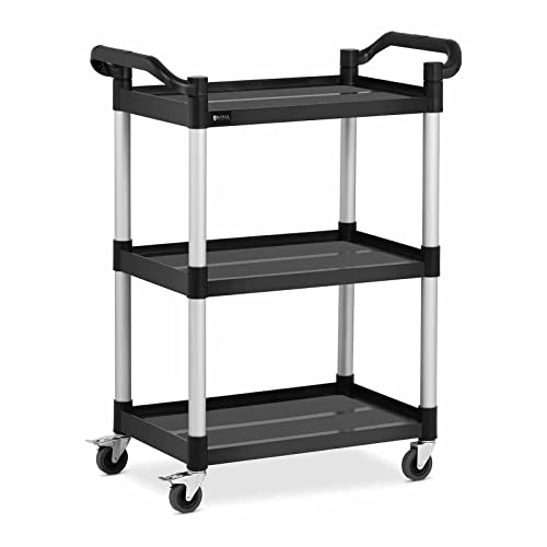 Royal Catering Carro De Servicio Carrito para Hostelería RC PSTB3800 (3 estantes de 63 x 40 cm, Capacidad de Carga: 90 kg, Color Negro)