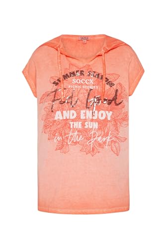 SOCCX Damen Kapuzenshirt mit Pailletten-Artwork Peach Pearl S