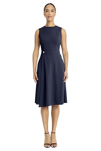 Maggy London Women's Sleeveless Round Neck A-line Princess Seam Fitted Bodice-Wear to Work Dress