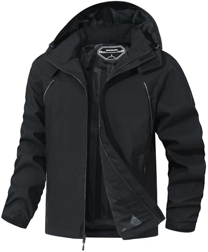 Outdoor Men's Waterproof Raincoat Windbreaker Lightweight Rain Jacket with Detachable Hood