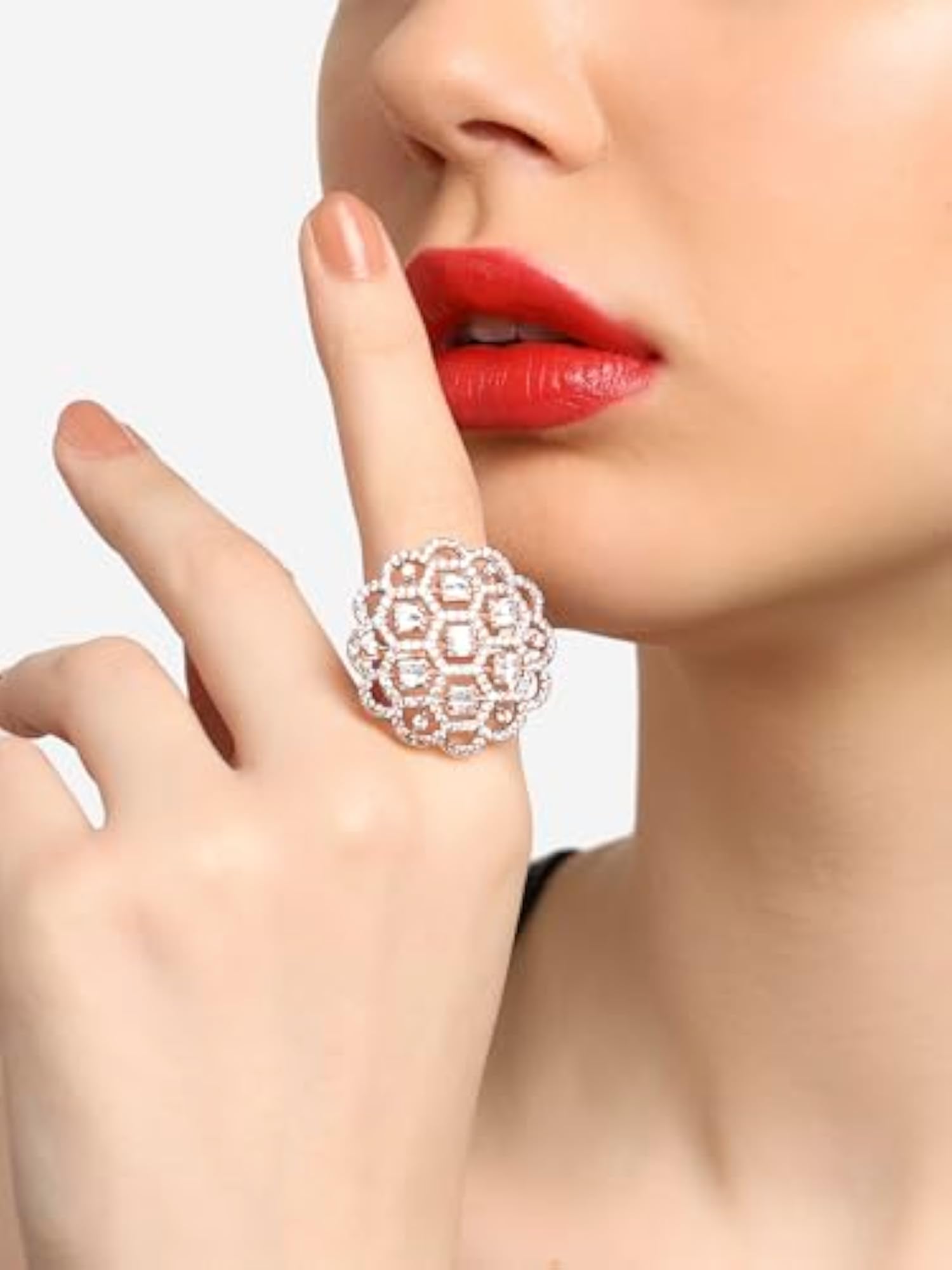 Cubic Zirconia Bling Brass Finger Ring for Women