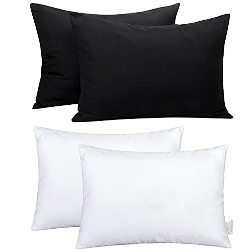 Ntbay 2 Pack Cotton 13" X18" Pillows With Toddler Microfiber Pillowcases, Soft Kids Crib Pillows For Sleeping With Zippered Baby Travel Pillow Cases In Daycare Preschool, Black #TOP16