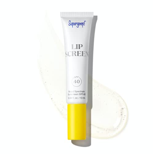 Supergoop! Lipscreen SPF 40, 0.34 fl oz - Reef-Friendly, Water-Resistant Clear Lip Gloss - Broad Spectrum SPF Lip Balm with Grape Seed Extract, Sunflower Seed Oil & Kelp Extract - Non-Sticky Formula