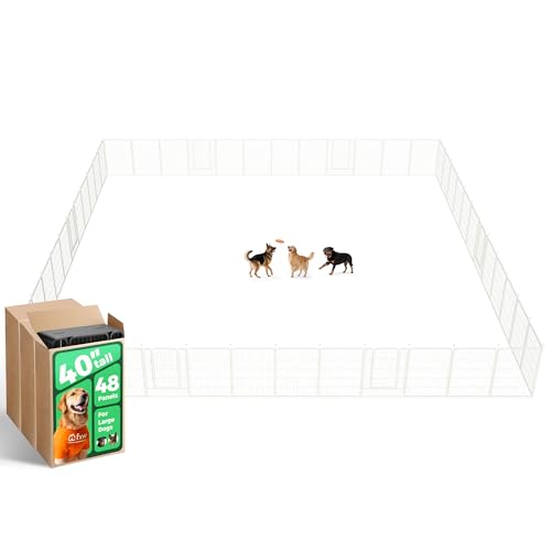 Image of FXW Rollick Unleashed Dog Playpen for Indoor, Yard, RV Camping, 40 inch 48 Panels for Medium and Large Dogs, White│Patented
