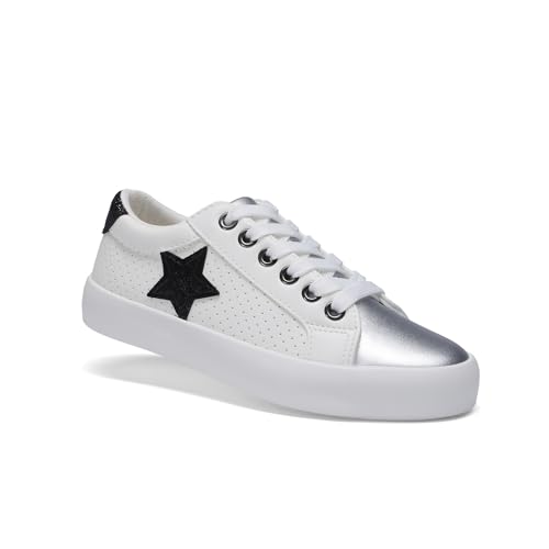 FabKids Kids Sneakers Boys Girls White Shoes Low Top Lace Up Footwear for Toddler Little Kid Big Kid