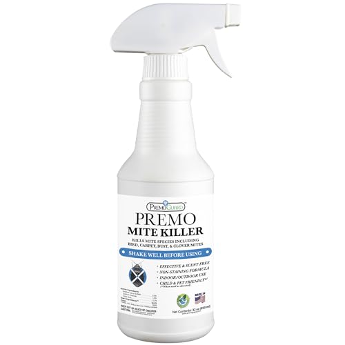 Premo Guard Natural Mite Spray – 32 oz Bottle – Plant Based Treatment for Dust, Spider, Carpet, Bird, Rat Mites – Safe for Families, Pet, Home, Bedding & Furniture When Used As Directed