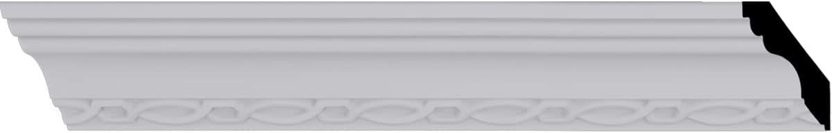 Endurathane Loera Crown Moulding, 2 1/2"H x 2 3/8"P x 3 3/8"F x 94 3/8"L, (2" Repeat), Factory Primed (2-Pack)